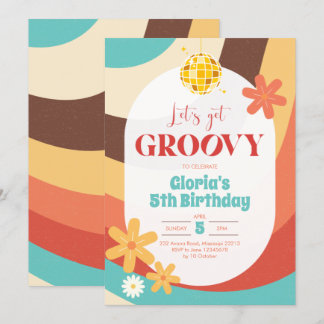 Retro Hippie Groovy zum Geburtstag Einladung