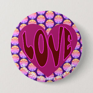 Retro Hippie Heart Liebe Custom Geburtstag Button
