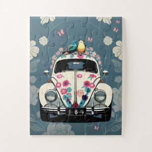 Retro Hippie Käfer Bug Car Aquamarin Puzzle