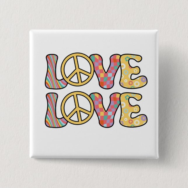 Retro Hippie Liebe Button (Vorderseite)