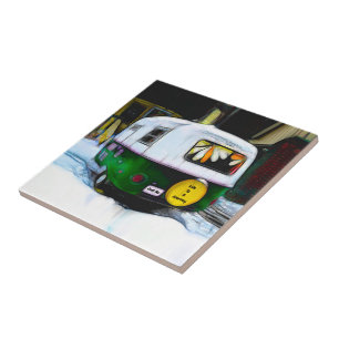 Retro Hippie Life ist eine Reise zu gehen Camper Fliese