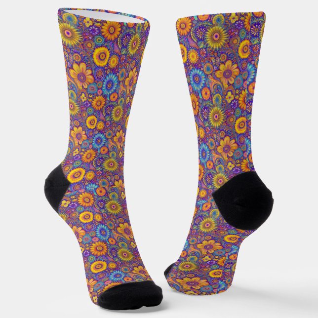 Retro Hippie: Lila Vibe Socks Socken (Gewinkelt)