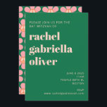 Retro Hippie Peace Blume Green Pink Bat Mitzvah Einladung<br><div class="desc">Retro Hippie Peace Signature Blume Grün und Rosa Bat Mitzvah Einladung</div>