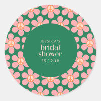 Retro Hippie Peace Signature Blume Grün rosa Dusch
