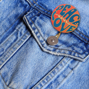 Retro Hippie Peace und Liebe Geburtstag Button