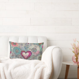 Retro Hippie: Pink Heart Lumbar Pillow Lendenkissen