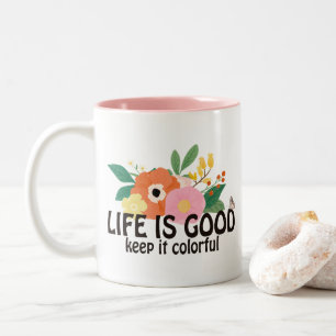 Retro-Hippie-Positiv-Zitat Zweifarbige Tasse