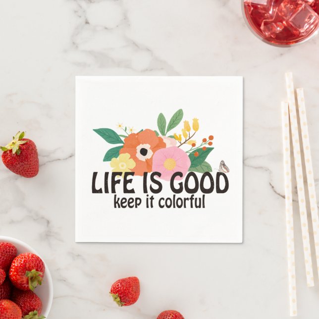 Retro Hippie positives Zitat Serviette (Beispiel)