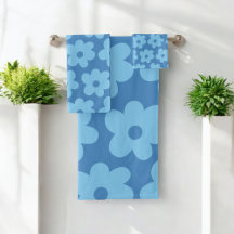 Retro Hippie Preppy Blue Blume Y2K Muster