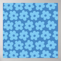 Retro Hippie Preppy Blue Blume Y2K Muster