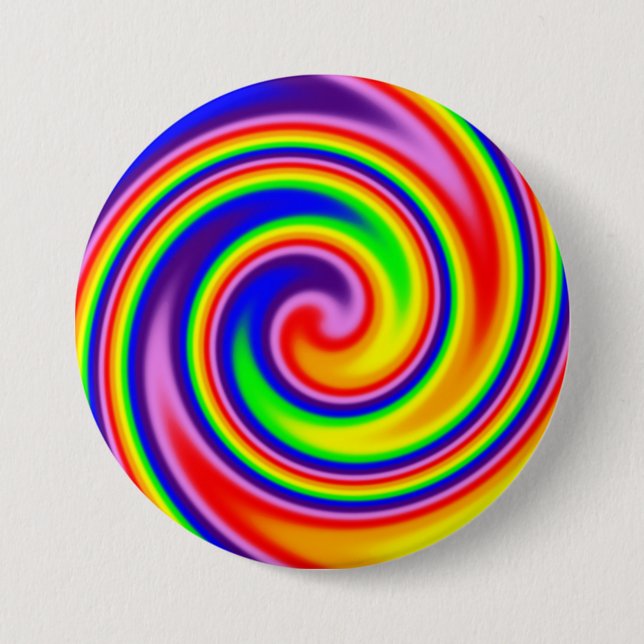 Retro Hippie Rainbow Colors Soft Focus Spiral Button (Vorderseite)