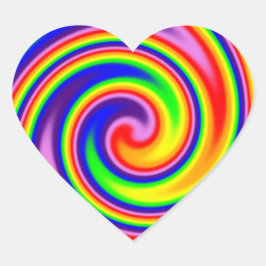Retro Hippie Rainbow Colors Soft Focus Spiral Herz-Aufkleber