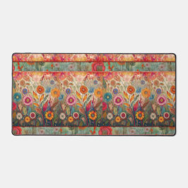 Retro Hippie: Red Garden Desk Mat Schreibtischunterlage