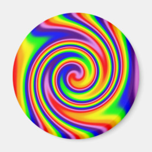Retro-Hippie-Regenbogenfarben Soft-Fokus-Spirale Magnet