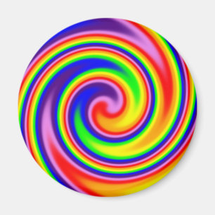 Retro-Hippie-Regenbogenfarben Soft-Fokus-Spirale Magnet