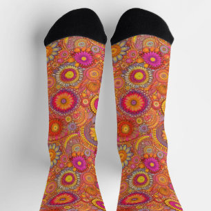 Retro Hippie: Rosa Gänseblümchen Socken