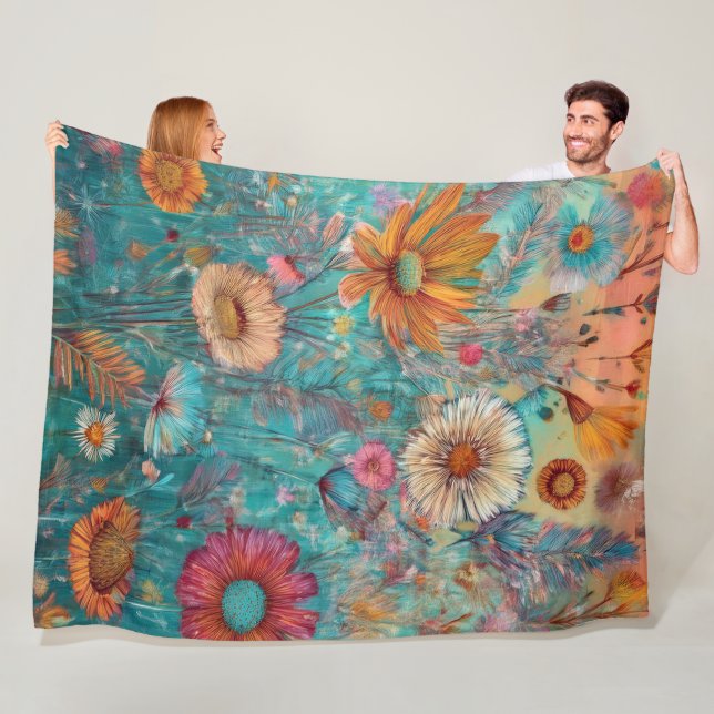 Retro Hippie: Sonnenaufgang Garden Blanket Fleecedecke (Beispiel)
