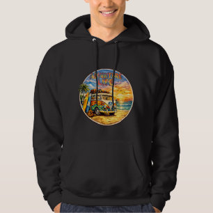 Retro-Hippie-Strand-Sonnenuntergang-Grafik Adventu Hoodie