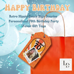Retro Hippie Sunrise 70. Custom Foto Geburtstag Geschenkanhänger