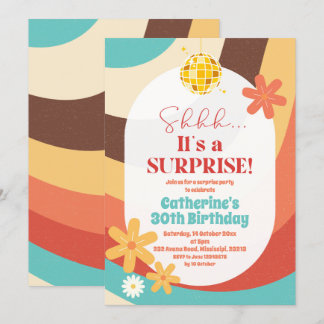 Retro Hippie Überraschung Geburtstag Einladung