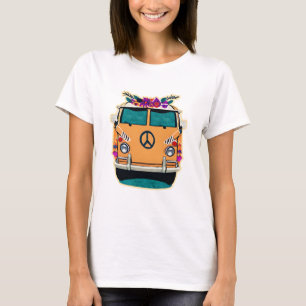 Retro Hippie Van floral Vintage Farben T-Shirt