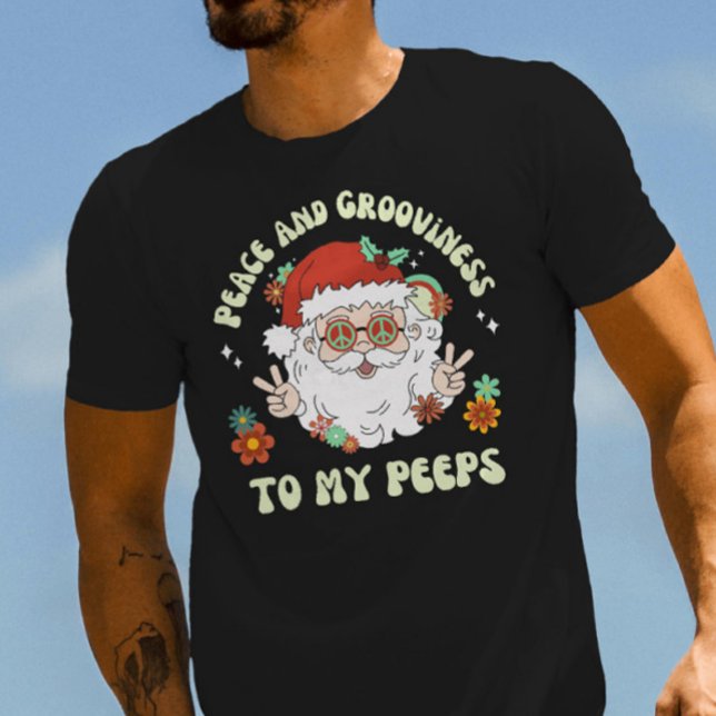 Retro Hippie Weihnachten T-Shirt (Von Creator hochgeladen)