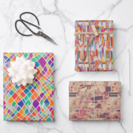 Retro Hippy Naturist (Nudist) Abstrakt Nostalgie Geschenkpapier Set