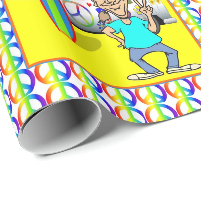Retro Hippy Van Peace Surf Board der 1960er Jahre Geschenkpapier (Rolleneckpunkt)