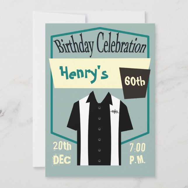 Retro Hipster Bowling Rockabilly Geburtstag Einladung (Vorderseite)