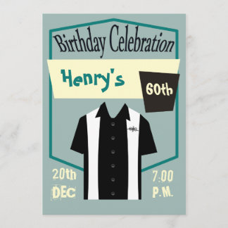 Retro Hipster Bowling Rockabilly Geburtstag Einladung