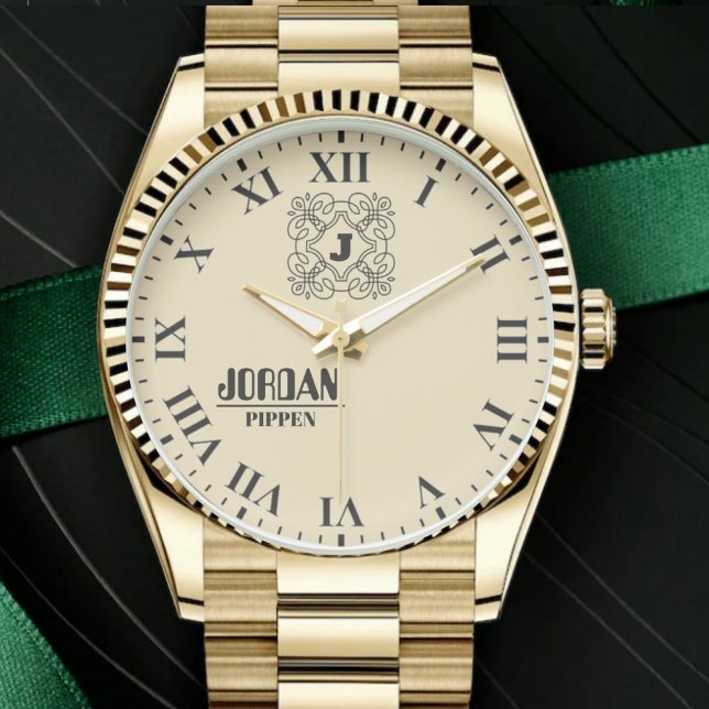 Retro Hipster Modern Monogram Unique Personalized  Armbanduhr (Von Creator hochgeladen)