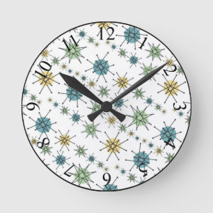 Retro Hipster Space Age Atomic Starburst Runde Wanduhr