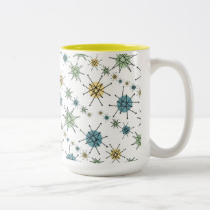 Retro-Hipster-Weltraumzeitalter-Atom-Sternenexplos Zweifarbige Tasse