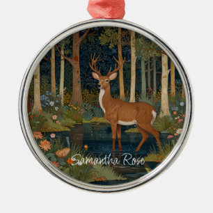 Retro-Hirsch-Waldlandschaft Ornament Aus Metall