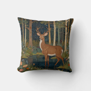 Retro Hirsche Art Boho Wald Grüne Kissen