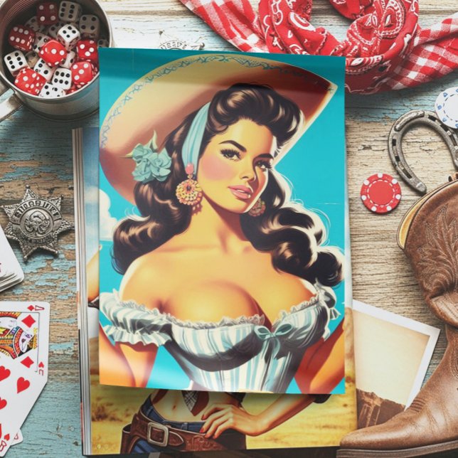 Retro Hispanic Cowgirl Seidenpapier (Von Creator hochgeladen)