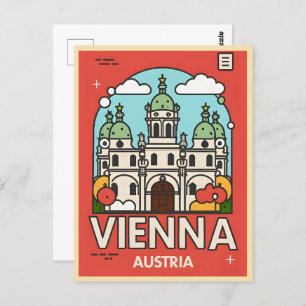 Retro Historische Wien Stadt Österreich Skyline-Ge Postkarte