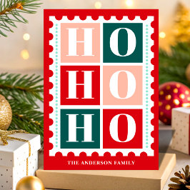 Retro Ho Ho Ho Christmas Postage Stamp Feiertagskarte