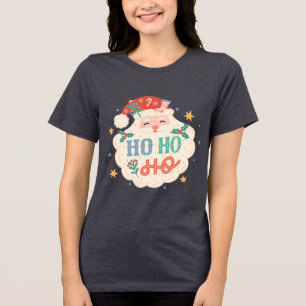 Retro Ho Ho Ho Weihnachten Tri-Blend Shirt