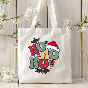 Retro Ho Ho Weihnachtsfeiertag Holly Weihnachtsman Tragetasche