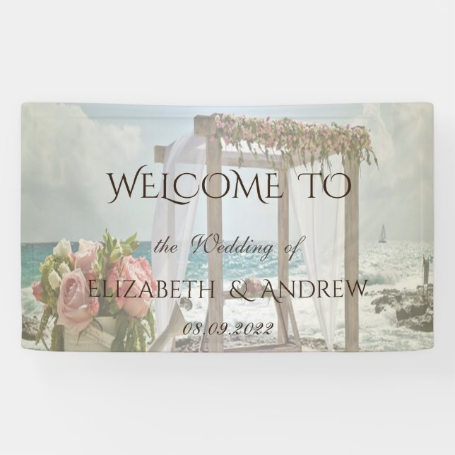 Retro-Hochzeit am Strand Banner (Horizontal)