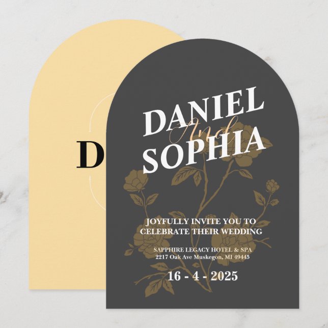 Retro Hochzeit Blume Einladung (Vorne/Hinten)