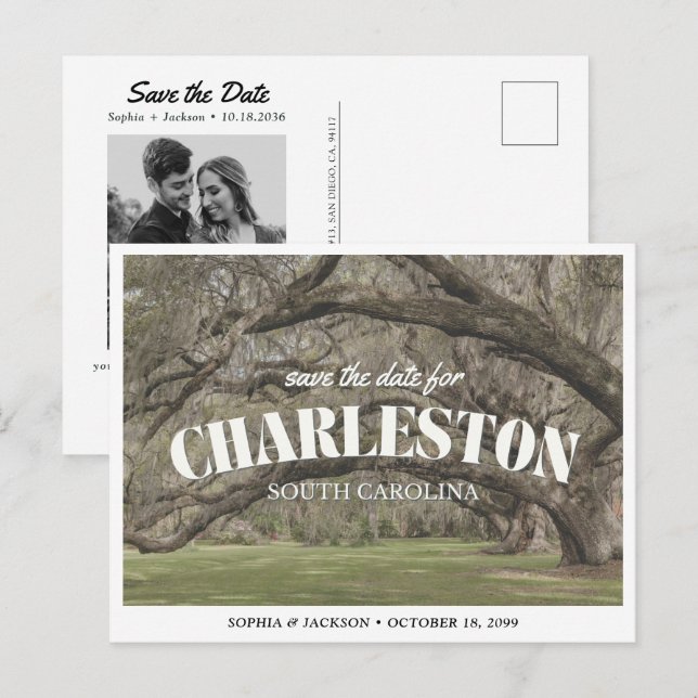 Retro Hochzeit Charleston - Save-the-Date Postkarte (Vorne/Hinten)