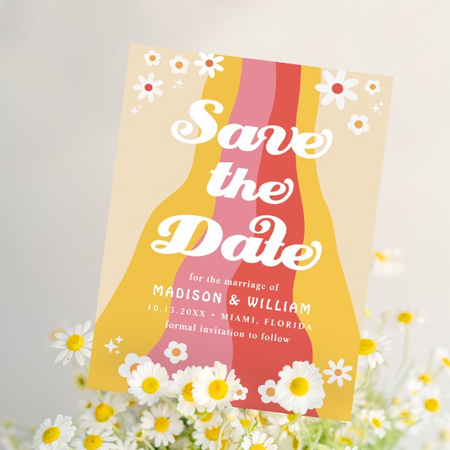 Retro-Hochzeit das Datum speichern Postkarte (Von Creator hochgeladen)