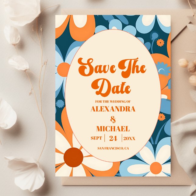 Retro Hochzeit der 70er Jahre Save The Date (Von Creator hochgeladen)