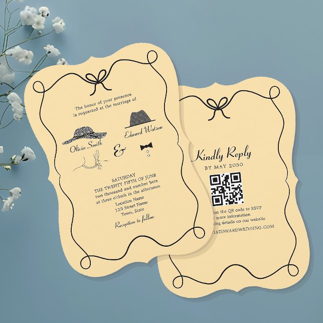 Retro Hochzeit Einladung mit QR-Code (Von Creator hochgeladen)