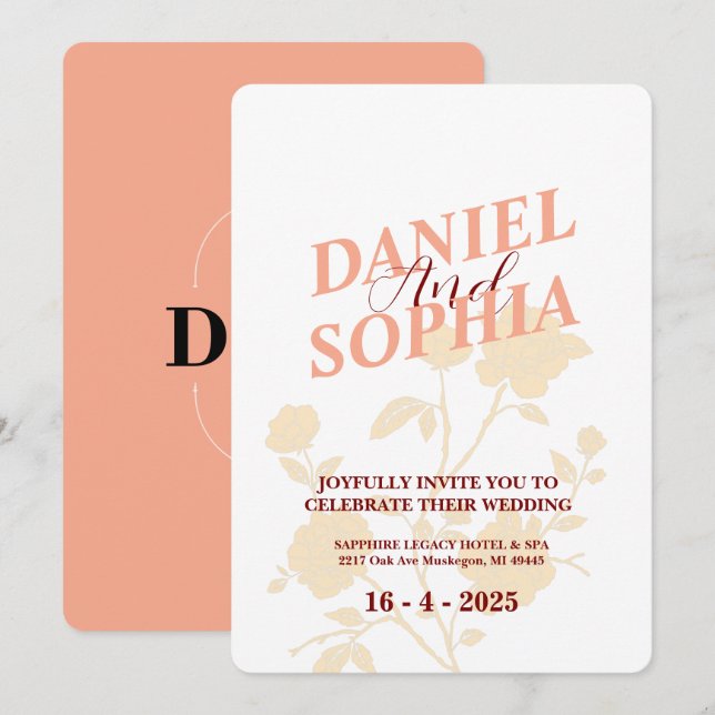 Retro Hochzeit Einladung White (Vorne/Hinten)