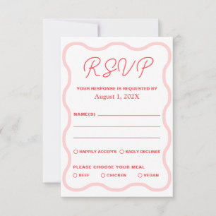 Retro-Hochzeit in Rosa und Korallen RSVP Karte