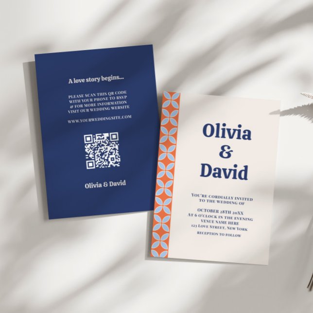 Retro-Hochzeit Mitte des Jahrhunderts Einladung (Budget Retro Mid Century Modern Wedding Invitation)