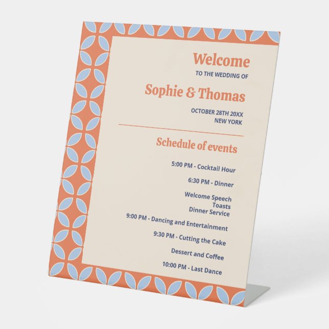 Retro-Hochzeit Mitte des Jahrhunderts Sockelschild (Vorderseite)